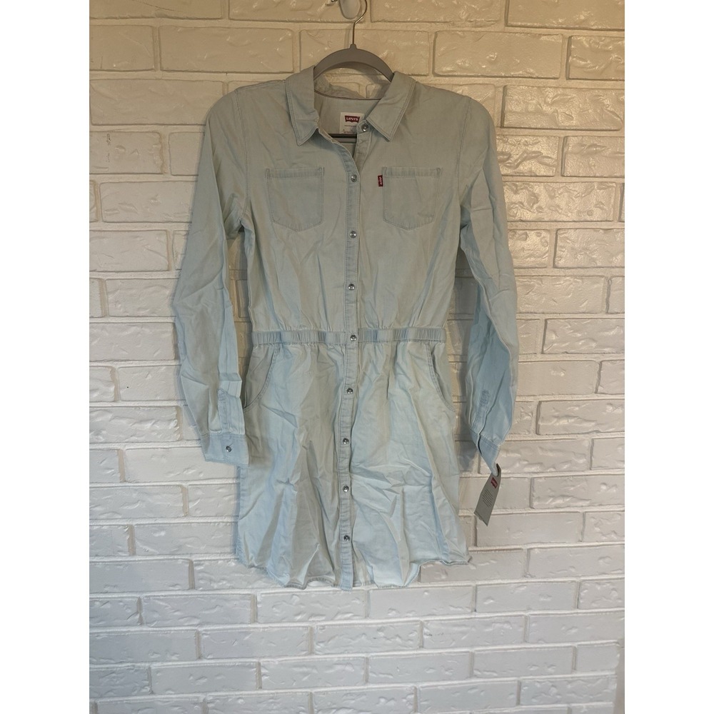 Levi's Light Wash Denim Shirt Dress Stranger Things Vibes Youth XL